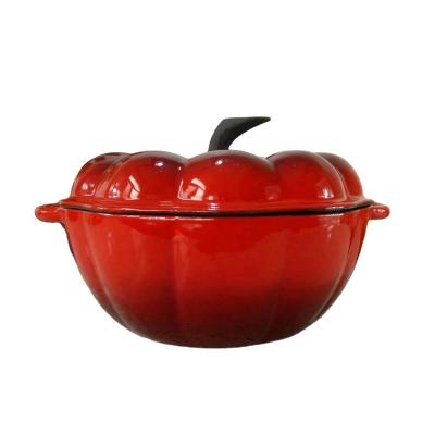 China Enamel Sustainable Cast Iron Double Red Pumpkin Casserole for sale