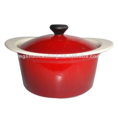 China Then Smooth Cast Iron Enamel Casserole / Wok Normal And Standard With Pre-coated Sand Casting for sale