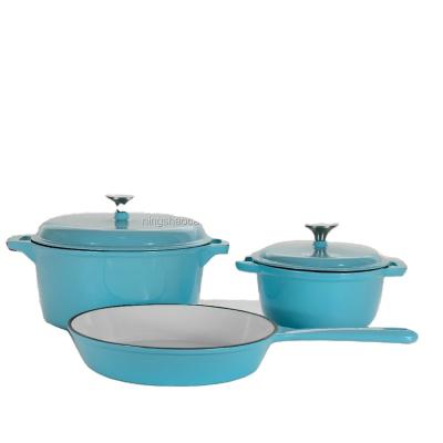 China Sustainable cast enamel cookware set for sale