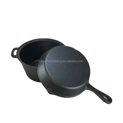 China Sustainable Cast Iron Double Use Sauce Pot for sale