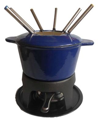 China Cast Iron Enamel Fondue Set for sale