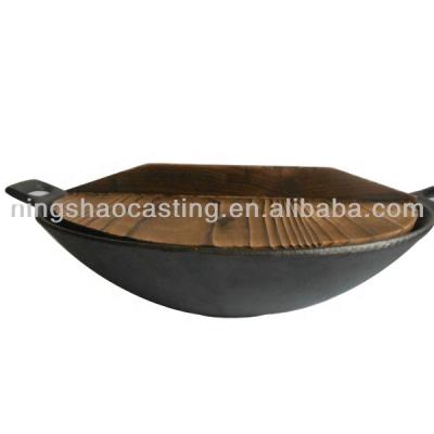 China Sustainable Cast Iron Porcelain Wok for sale