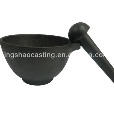 China Metal cast iron mortar and pestle for sale