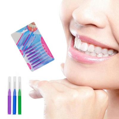 China Teeth Cleaing I shape dupont bristle steel wire gum care orthodontic dental cepillo interdental brush for sale