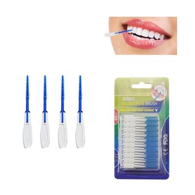 China Teeth Clean Dental Brushes Wholesale Custom Rubber Interdental Silicone Strip Head Packing Brush Oral Hygiene Care Soft Dupont Picks for sale