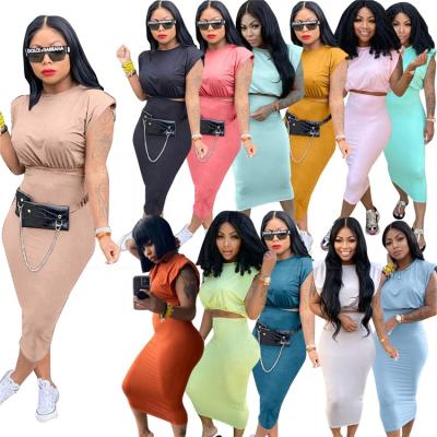 China Autumn Z10 QUICK DRY Casual Outfits Solid Skirt Sets Women Sleeveless 2 Piece Skirt Set 2 Piece Outfits for sale