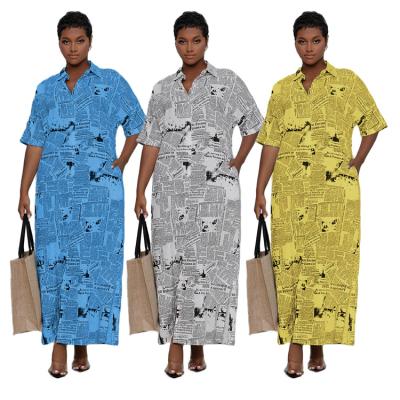 China Anti-static shirt dress for women casual 2021 fall clothing women's clothing diary printed dresses D1111 for sale