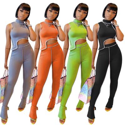 China Z11 Summer Crop Anti-Static Top With Pile Pants Set Women Clothing Joggers Suits Sets Two Pieces for sale