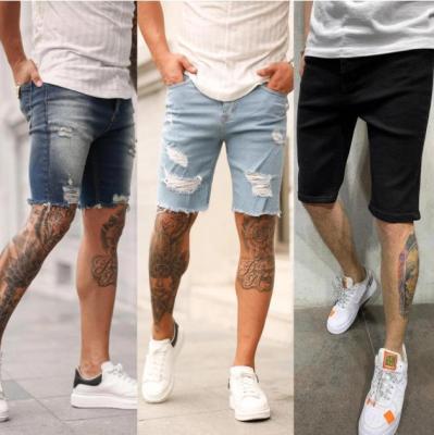 China 2021 high quality QUICK DRY men's ripped denim shorts mid cropped pants new men's jeans for sale