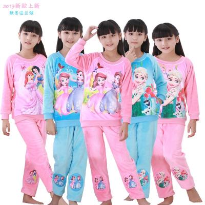 China Z15 Winter Children's Pajamas Sophia Princess Big Kids Suits Boys and Girls QUICK DRY Flannel Thicken Homewear for sale