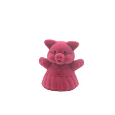 China Wholesale Cute Pink Jewelry Gift Box Pig Shape Velvet Jewelry Box Earring Assembling Packing Lovely Ring Case for sale