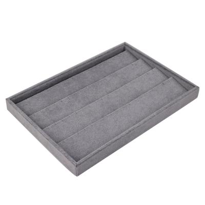 China Eco-Friendly Ready To Ship Luxury Jewelry Display Tray Wholesale Gray Velvet Earring Necklace Display Stand for sale