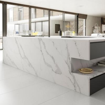 China Luxury Carrara Look Kitchen Countertops Stone Island Custom Cut Marble Vanity Table Top for sale