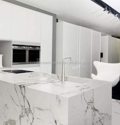 China Modern Modern Quartz Waterfall Edge White Kitchen Island Countertops For Sale for sale