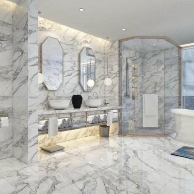 China Luxury Golden Phoenix 3D Printing Carrara Artificial White Marble Nano Glass Stone Interior Floor And Wall Tiles for sale