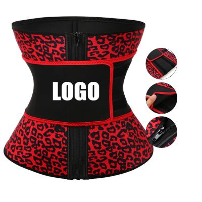 China New Fashion Antibacterial Neoprene Leopard Print Steel Boned Body Shaper Sports Belt Women Waist Trainer Belt for sale