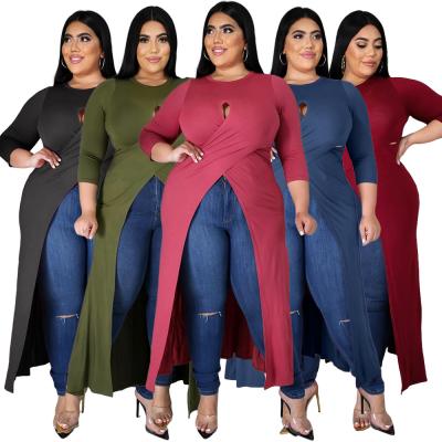 China XL-5XL Viable Women's Casual Sexy Women's Long Sleeve Dress O-Neck Long Sleeve Skirt Plus Size Dress for sale