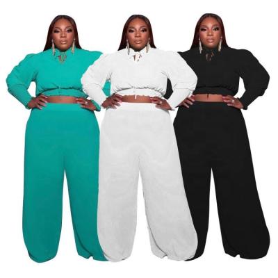 China Viable New Arrivals XL-5XL Fashion Women's Plus Size Sets Solid Color Casual Two Piece Pants Set for sale