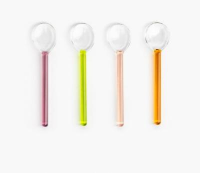 China Contemporary set of 4 colored glass SPOONS for Sorbetto ice cream for sale