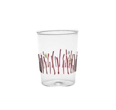 China Contemporary Borosilicate Glass Tumbler With Colored Glass Wire Drawing for sale