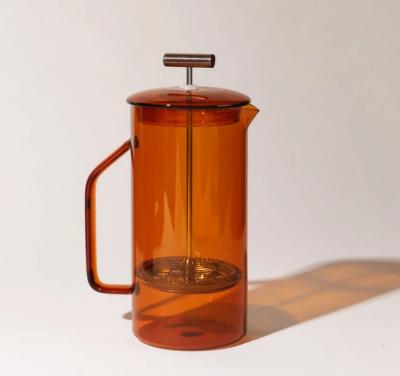 China WITH LID 850ml Eco Friendly Glass French Press Amber Colored Borosilicate Glass Hand Blown Dishwasher Safe for sale