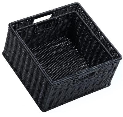 China Tidy / Storage Wicker Baskets for Organizing Decorative Woven Baskets for Storage with 2 Set Black Carry Handles for sale