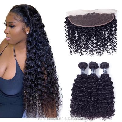 China Jerry Curl Natural Color Top Quality Brazilian Jerry Curly Bulk With Closure Bundle Hair Bundles Virgin Hair Wholesale Seller for sale