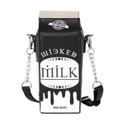 China High Quality Harajuku Style Dark Milk Box Purses And Handbags For Women Cartoon Fashion Shoulder Bag Chain Female Cross - Body Bag Punk Clutch for sale