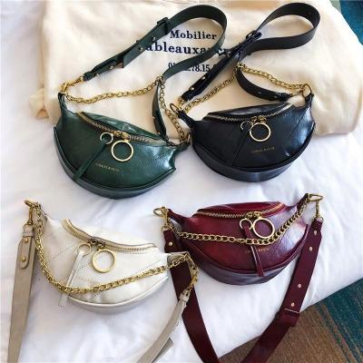 China Lightweight Custom Women PU Leather Luxury Cross - Waist Fanny Pack Body Sling Chain Belt Bag Fashion For Girls for sale