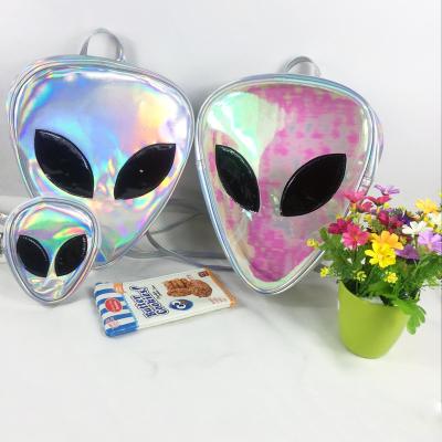 China Central Institute of Statistics laser backpack boys 3D anti-theft hot transparent alien AND main face designed unisex backpack fashion triangle leisure bag for girls for sale