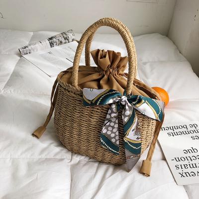 China 2021 Straw Bags Straw Bags Handmade Beach Bags Summer Women Fashion Women Rattan Woven Bucket Handbags Holiday Stylish Rattan Woven Shopping Bags Ins for sale