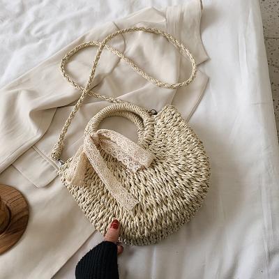 China Water Proof Summer Straw Beach Bag Handmade Round Women Shoulder Bags Casual Bohemian Handbags 2021 Woven Basket Rattan Circle Raffia Bags for sale