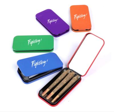 China Wholesale Custom Recyclable Printing Eco Friendly Child Resistance Pre Roll Empty Rectangular Tin Hinge Large Metal Hinge Tin Box for sale