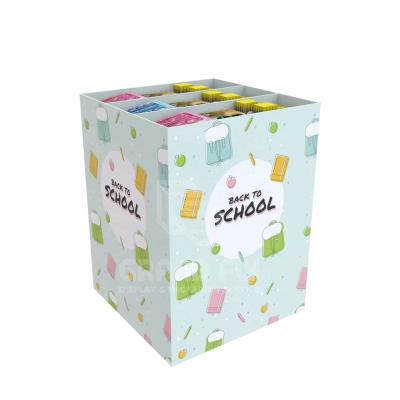 China The recommended box based on your requirements CMYK printing 9 grid corrugated cardboard bins display stand for stationery for sale