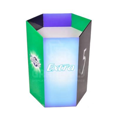 China Box recommended based on your requests hot sale POSM cardboard hexagon chewing gum display bins for sale