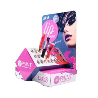 China Custom Retail Cardboard Eyelash Display Box Countertop Cosmetics Lipstick Lipstick Eco - Friendly Corrugated Boxes Display Stand for sale