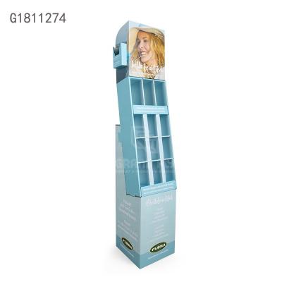 China 2021Good Quality Recyclable Compartment Corrugated Cardboard Display Floor Stand Display Unit For Sale for sale