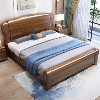 China Sofa Bed Walnut Carved Queen Bed Vintage Furniture Double Bed for sale