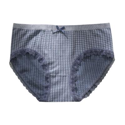 China Lattice Lovely Graphene Antibacterial Underwear Korean Student Cotton Crotch Women's Sexy Head Underwear for sale