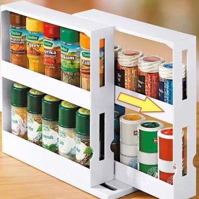 China Wholesale Freshness Preservation Spice Rack 2 Layer Kitchen Storage Rack Multifunctional Tableware Seasoning Desktop Rack for sale