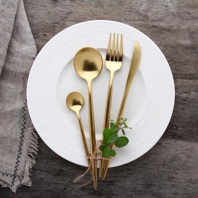 China Hotel and Resort Stainless Steel Western Dinnerware Cutlery Set Gold Plated Western Food Knife Fork Spoon Four-piece Set for sale