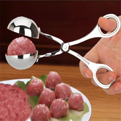 China 304 Stainless Steel Multifunctional Viable Ice Cream Ball Meatball Mold Kitchen Meat Tool Spoon Meatball Clamp for sale