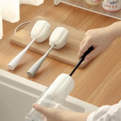 China Long Handle Cup Brush Sponge Cleaner Cleaning Brush Glass Bottles Easy Viable Cup Scrubber Kitchen Wash Cleaning Tool for sale