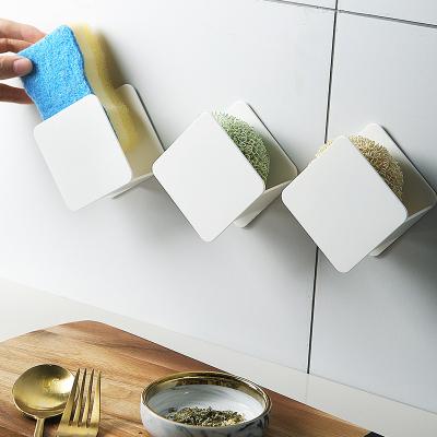 China Wall Mounted Wall Mounted Drain Rack Plastic Sponge Cloth Sponge Cloth Drain Rack Household Kitchen Bathroom Sink Storage Sponge Holder for sale