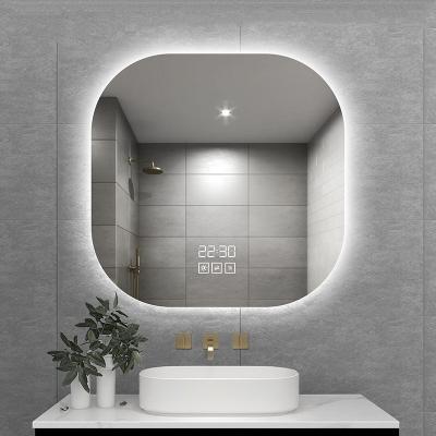 China SAIRI Modern Design Anti Fog Wall Mounted Smart Magnifying Round Led Backlit Bath Mirror Bathroom Mirror wit for sale