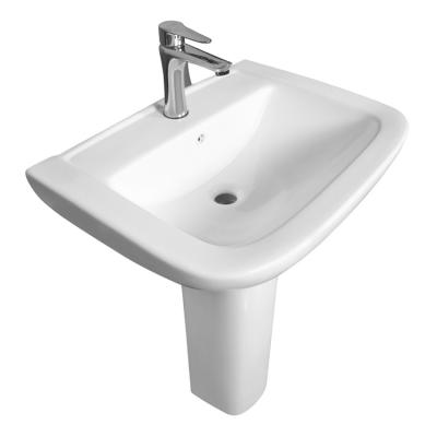 China Manufacturer SAIRI Chaozhou Modern Selling Square Floor Stand Full Pedestal Wash Basin for sale