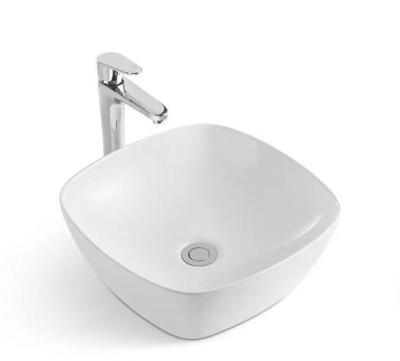 China Art Basin Above Counter Mounting Modern Single Bowl Sink Hotel White Bathroom Sink for sale