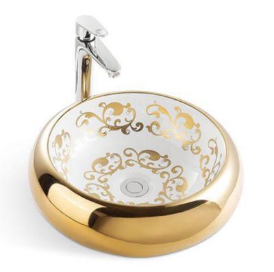 China SAIRI Modern Rectangle Above Counter Luxury Gold Vanity Nigeria Ceramic Porcelain Bathroom Sink for sale