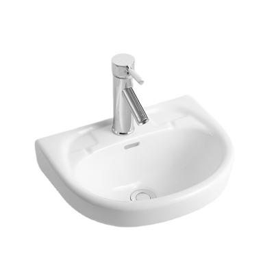 China Modern SAIRI Cheap Pedestal Small Size Wash Basin Free Modern Wall Hung Basin for sale