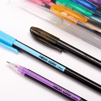 China Office & Wholesale Clear Gel Pen 12 Colors Set Glitter Gel Pen Glitter Neon Pastel Mini School Metal Clear Gel Pen for sale